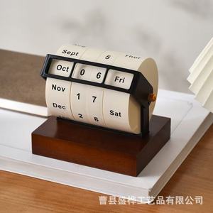 Sheng Hua Wooden Calendar Perpetual <b>Desk</b> <b>Rotating</b> Horizontal Day View Compact Design New Year Gift - Product Image 4