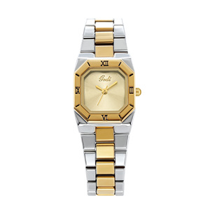 Reloj octogonal de dos tonos en oro y plata para mujer, reloj de pulsera de cuarzo con pulsera de metal para oficina - Product Image 1