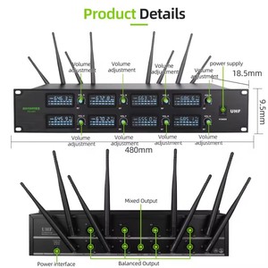 Sistema de Micrófono Inalámbrico Profesional Multicanal, 8 Micrófonos UHF de Largo Alcance, Señal Estable, para Conferencias, Escuelas, Iglesias, Audio - Product Image 3