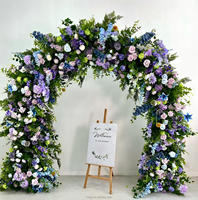 Arche de fleurs artificielles de luxe bordeaux pour décoration de mariage, rangée de roses bordeaux en soie pour toile de fond florale personnalisée
