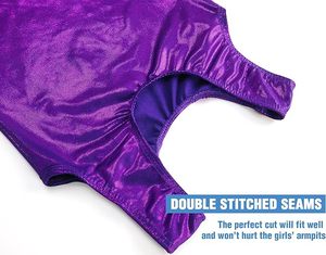 Justaucorps violet sans manches pour filles avec design en strass pour l'entraînement de danse - Product Image 3