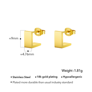 Pendientes de Botón en Forma de <span class=keywords><strong>Letra</strong></span> L, Geométricos, Vintage, de Acero Inoxidable Chapado en Oro de 18K, Resistentes al Agua, para Mujer, Joyería E251841 - Product Image 2