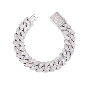Pulsera y collar de eslabones cubanos gruesos chapados en oro de 18 quilates para hombre y mujer, gargantilla de diamantes de circonia cúbica helada, cadena Miami de Hip Hop con Base de latón - Product Image 2