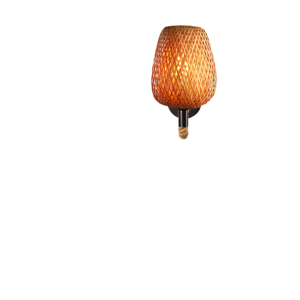 <b>Bamboo</b>-Woven Pastoral Farmhouse Wall Lamp Warm White Iron+Flax Rope Beige <b>Shade</b> Office Building High - Product Image 1
