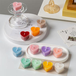Bougies Colorées en Forme de Cœur Faites à la Main Bougies Chauffe-Plat Parfumées Mini Cire Parfumée pour Ambiance - Product Image 1