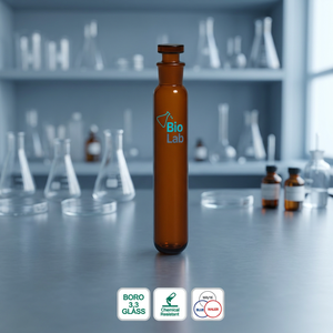 BioLab pour tubes et flacons de culture en verre borosilicaté 3.3, résistant aux produits chimiques, personnalisable OEM, couleur ambre - Product Image 3