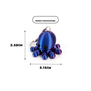 Porte-clés pieuvre imprimé en 3D, durable, mignon, rose et bleu, en PLA soyeux, breloque amusante, jouet anti-stress unique, cadeau avec logo personnalisé - Product Image 3