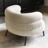 Fauteuil de détente en tissu bouclé Sherpa blanc de style nordique moderne en forme de nuage pour appartement, salon, hôtel, bureau, salon de coiffure