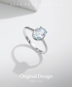 S925 5A Gradd <span class=keywords><strong>anello</strong></span> di <span class=keywords><strong>zircone</strong></span> <span class=keywords><strong>blu</strong></span> Non appannato anelli in argento Sterling con gemma per una donna - Product Image 4
