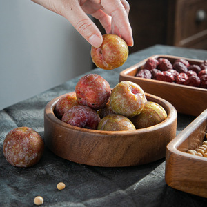 Walnut Wood Square <b>Tray</b> Solid Wood Snack Plate Tea Candy Bowl <b>Round</b> Fruit Platter Dried Fruit <b>Serving</b> Dish - Product Image 2