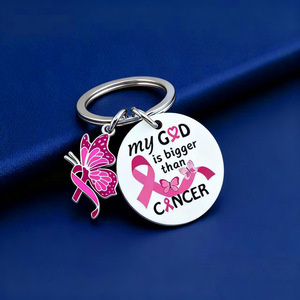 Llavero Espiritual con la Frase 'Mi Dios es Más Grande que el Cáncer', para Concientización sobre el Cáncer de Mama, Pancreático, Ovárico y de Vejiga, para Mujeres - Product Image 4