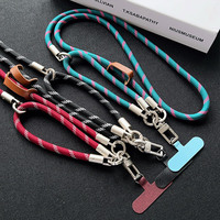 Tali Gantungan Kunci Ponsel 2 in 1 Bahan Polyester dengan Pengait, Tali Pergelangan Tangan Lepas Pasang, Tali Gantung Ponsel Universal Anti-Hilang