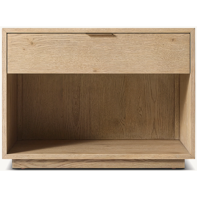 Nightstand with Open Shelf, Handcrafted White Oak Wood Bedside Table with Drawer, Modern Living Room Side Cabinet