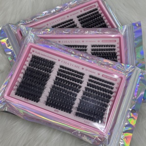 Ciglia a Ciuffi di Alta Qualità, Spessore 10-18mm, Effetto Voluminoso, Curva D, Vendita all'Ingrosso, Etichetta Privata, Ciglia a Segmenti Fai-da-Te - Product Image 3