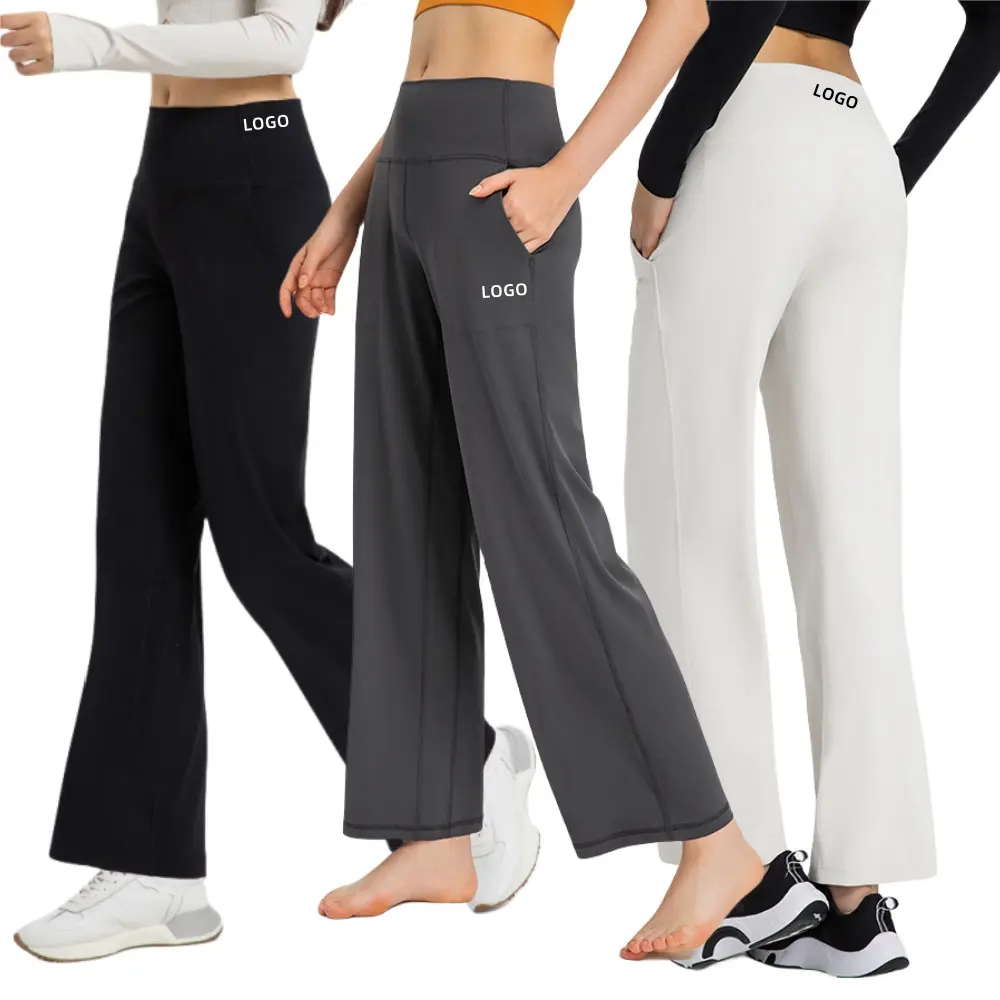 Individuelle hohe taille stretch freizeitarbeit Jogginghosen Fitness-Hose Damen große Yoga-Hose Damen weites Bein Hosen mit Taschen