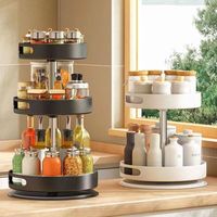 Étagère de rangement multifonctionnelle à 360 degrés, style moderne, double niveau, pour épices de cuisine, assaisonnement ménager