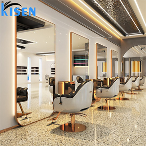 KISEN Stainless Steel Salon Display Cabinet Dressing <b>Table</b> And Storage Shelves Beauty With LED Light Makeup For Barber Shop Use - Product Image 3