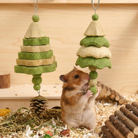 Jouet à suspendre comestible en herbe de Timothy naturelle pour hamster, lapin, chinchilla – Corde à mâcher pour Noël, friandise pour le nettoyage des dents