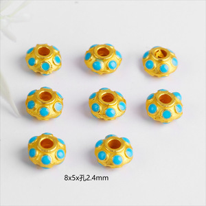 Perles d'espacement rondes en turquoise plaquées or 8 mm, composants de bijoux pour la fabrication de bracelets et colliers DIY, accessoires en gros - Product Image 2