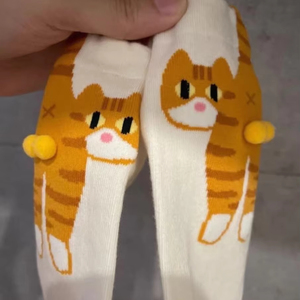 Quà Tặng thoải mái cho các cặp vợ chồng dễ thương mèo Vớ với pinballs và vui vẻ bông dệt kim Phi Hành đoàn hàng ngày mặc ở nhà và trong văn phòng - Product Image 1