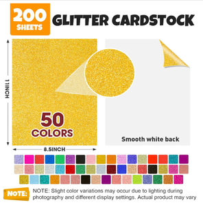 Cartulina con purpurina GSM 250, 40 hojas, 20 colores, resina de un solo lado recubierta para manualidades, proyectos de bricolaje, tapa de graduación para <span class=keywords><strong>Cricut</strong></span> - Product Image 2