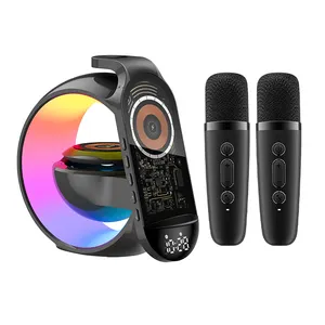 2024 Trending Product RGB Multifunctional 3 in 1 Wireless Charger For iphone BT Speaker Microphone App Control LED Alarm Clock