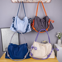 Sac à bandoulière Hobo en Nylon léger pour femmes, fourre-tout décontracté de couleur unie en Polyester, deux sangles, fermeture éclair, multi-poches, usage quotidien