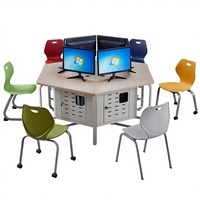 Bureaux et chaises individuels pour étudiants, avec écran LCD escamotable et sécurisé intégré, design moderne pour l'école
