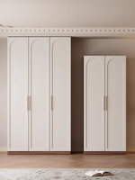 Armoire à portes battantes en placage de bois blanc, style Mid-Century, avec poignée en métal, meubles de chambre à coucher, meubles sur mesure
