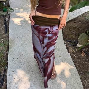 Falda Larga Vintage con Volantes Florales y Cintura Imperio para Mujer, Estilo Holgado y Elástico, Ideal para Viajes, Oferta de Verano - Product Image 5