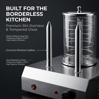 Cuiseur vapeur commercial pour saucisses, chauffe-hot-dogs en acier inoxydable, 2 barres chauffantes avec couvercle en verre et grille en fil métallique, thermostat 30-85°C
