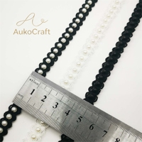 Ruban de dentelle élastique en polyester de 1 cm de large, orné de perles 3D faites à la main, garniture de dentelle étroite extensible pour chaussures, casquettes et robes