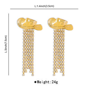Pendientes de borla de diamantes de imitación de aleación para mujer estilo vaquero occidental - Product Image 3