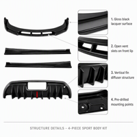 Kit carrosserie sport extérieur complet noir pour Tesla Model Y avec matériau ABS et finition laquée noire brillante