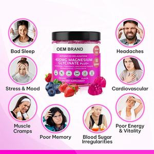 Gummies de glycinate de magnésium sans sucre, formule OEM, <span class=keywords><strong>L</strong></span>-thréonate, Ashwagandha, vitamines pour adolescents, relaxation et soutien du sommeil - Product Image 2