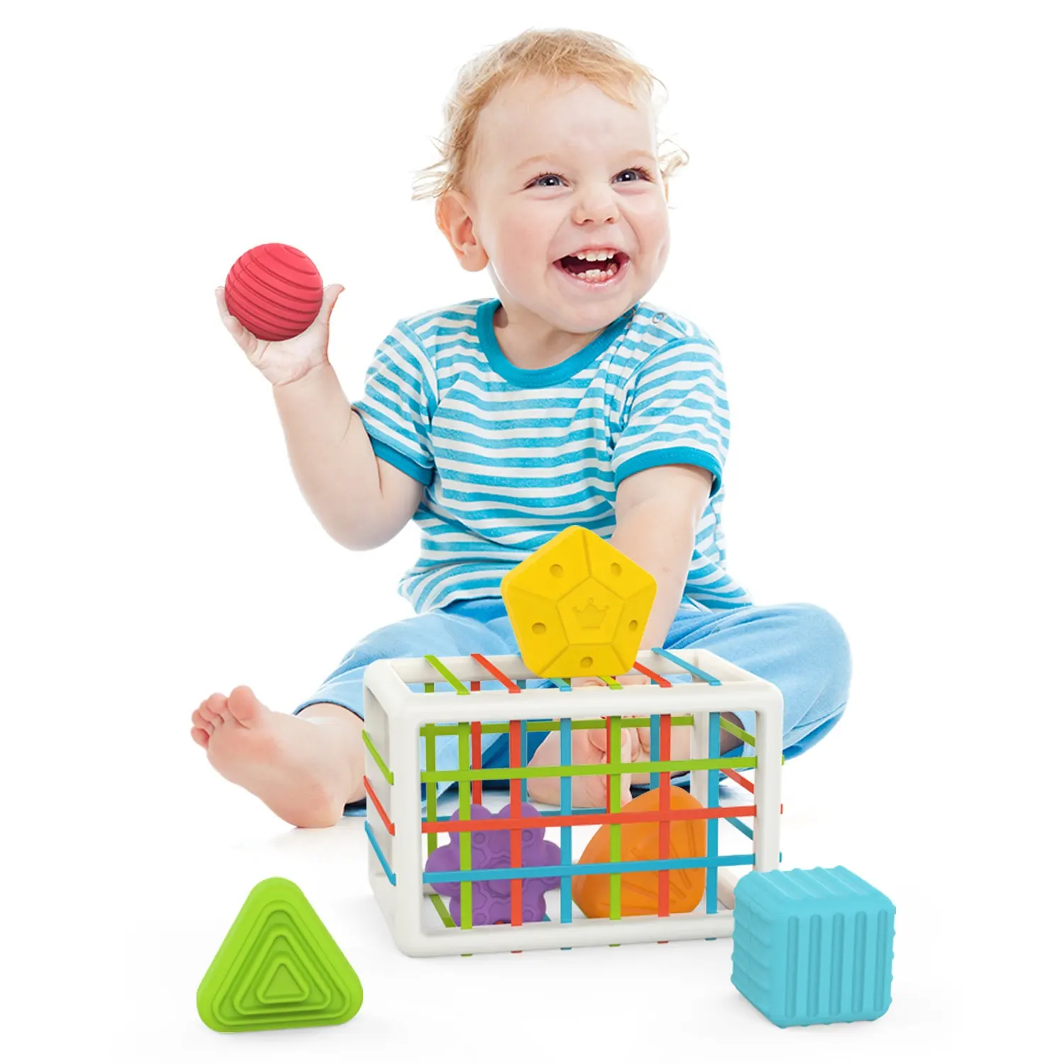6 Pcs Multi Montessori Toys Sensory Shape Developmental Learning Colorful Cube Baby Sorter Toy For 1+ Year Old