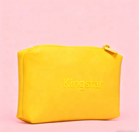 Design personnalisé Nouveau sac à cosmétiques en néoprène matelassé Pochette à maquillage à la mode avec fermeture éclair Trousse de toilette lavable Orange d'été