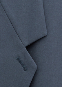 Women's <b>Slate</b> Blue Double-Breasted Blazer with Notched Lapel, Flap Pockets, Relaxed Tailored Fit - Product Image 5