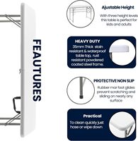 Table utilitaire pliable en plastique de 1,20 m, pliable en deux, avec cadre métallique, légère, hauteur réglable, poignée de transport facile