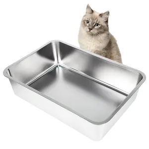 Bac à litière pour chat en acier inoxydable Lihong, bac en métal pour chat et petits animaux, antiadhésif, facile à nettoyer - Product Image 1