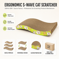 YUMENG Griffoir pour chat durable en forme de vague, grand tapis à griffer réversible en carton ondulé, protecteur de meubles et espace de détente