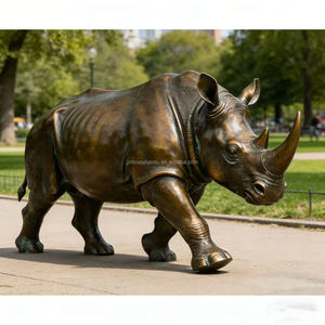 Sculpture de <span class=keywords><strong>rhinocéros</strong></span> en bronze grandeur nature, statue d'animal pour jardin extérieur - Product Image 5