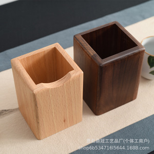 Portalápices Rectangular de Madera de Nogal Negro Estilo Chino Minimalista, Organizador de Escritorio para Oficina y Almacenamiento de Papelería - Product Image 4
