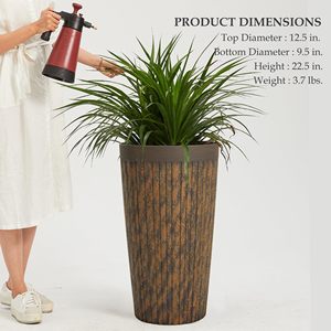 Macetas de plástico de diseño moderno al por mayor <span class=keywords><strong>maceta</strong></span> negra grande y alta decoración <span class=keywords><strong>maceta</strong></span> redonda de plástico para interior y exterior - Product Image 4