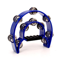Wholesale OEM Custom Logo Double Row Moon Tambourine, ABS Plastic Hand Held Percussion Bell for KTV Party Kids Music Teaching