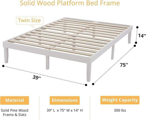 Base <span class=keywords><strong>de</strong></span> Cama Doble Moderna <span class=keywords><strong>de</strong></span> <span class=keywords><strong>Madera</strong></span> <span class=keywords><strong>de</strong></span> Pino Maciza, Resistente, Color Blanco - Product Image 1