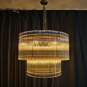Lampadario americano di lusso in ottone trasparente fatto a <span class=keywords><strong>mano</strong></span> in vetro a doppio strato per soggiorno sala da pranzo Hotel - Product Image 2