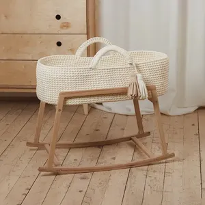 Custom Made Cotton Crochet Baby Diaper Changing Basket With Waterproof Mattress Baby Moses Basket