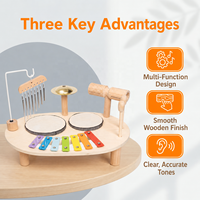 Wooden Musical Instrument Set Montessori Percussion Toy Drum Cymbal Xylophone Chime Rhythm Learning Activity