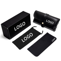 Étui à lunettes personnalisé avec logo, noir, blanc, gris, pochette, chiffon de nettoyage, boîte à lunettes